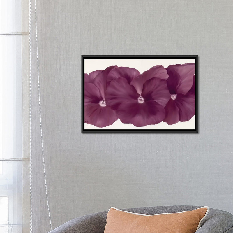 « mauve fleur iii », reproduction d’impression sur toile, H 40 po x l 60 po x P 1,5 po, Toile avec cadre noir, Pas de tapis