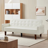 74.4'' Faux Leather Square Arm Sofa Bed
