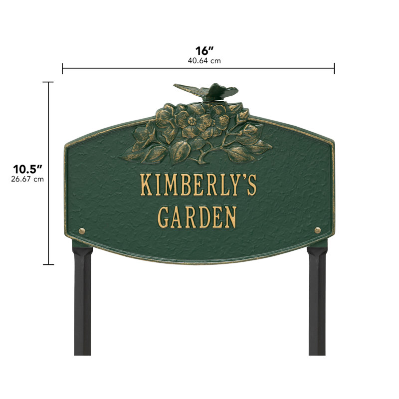 Butterfly Blossom Personalized Garden Sign, Green/Gold, Yes
