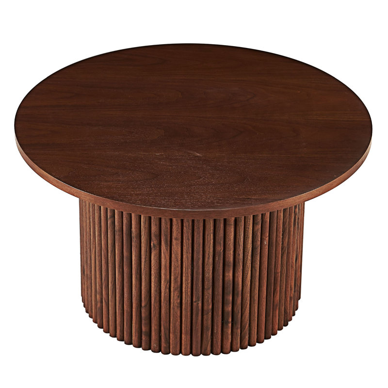 Wood Sofa Side Table, 16.74" H x 27.57" W x 27.57" D, Walnut
