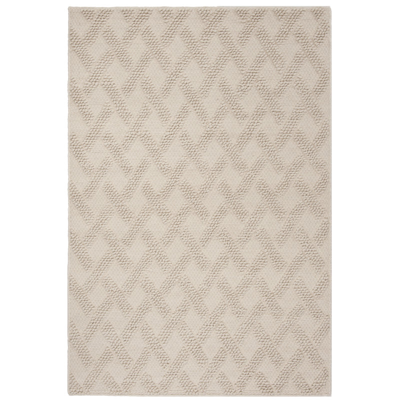 Aldeline Geometric Handmade Flatweave Wool Beige Area Rug, Rectangle 5' x 8'