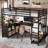 Metal Loft Bed With Wardrobe And L-Shaped Desk, Twin XL Size Loft Bed With Storage Cubes And Shelves, Loft Bed For Kids Teens Adults, Black-2005353876-2005353961