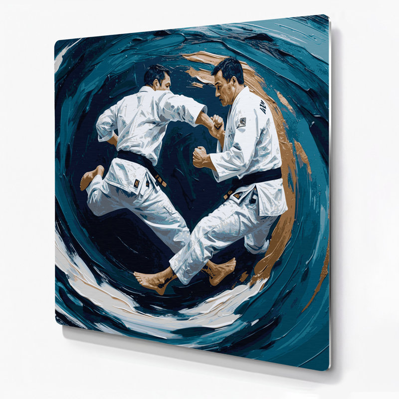 Art mural bleu en métal Sports Judo, H 8 po x l 8 po