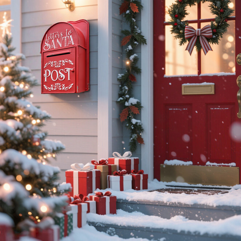 Boîte aux lettres rétro avec boîte aux lettres père Noël rétro