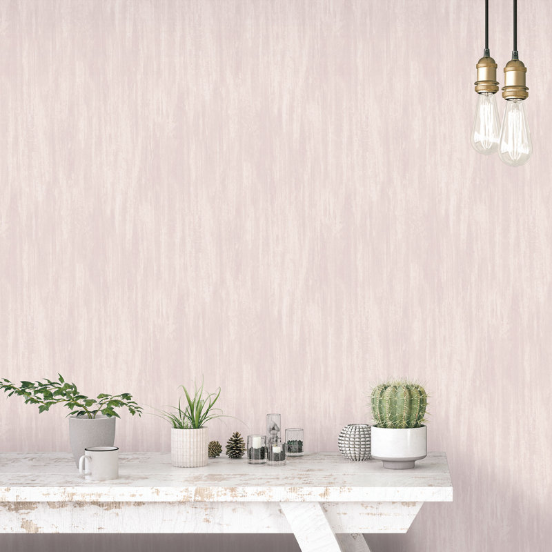 Secret Garden Textured Plain Effect 33' L x 21" W Wallpaper Roll, Pink