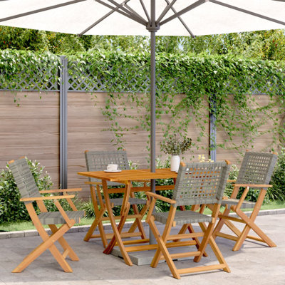 4 - Person Wood Patio Dining Set with Rectangular Table , Cushions Included