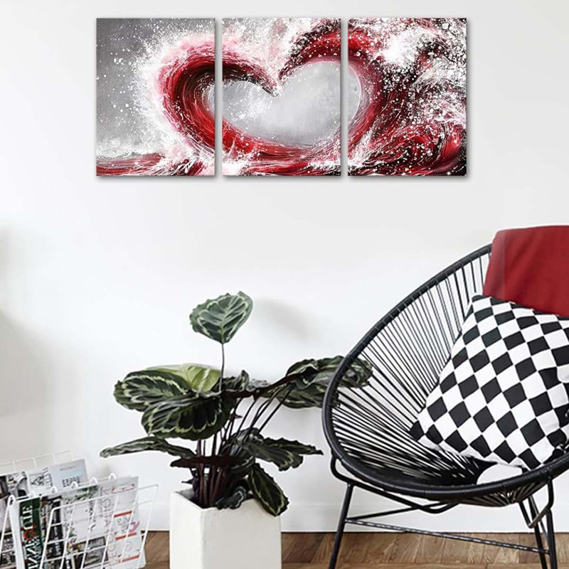 3 Piece Wrapped Canvas Print, Red