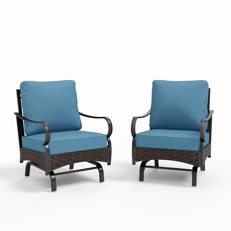 Rocking Patio Lounge Chairs With Cushions (set Of 2),  Navy