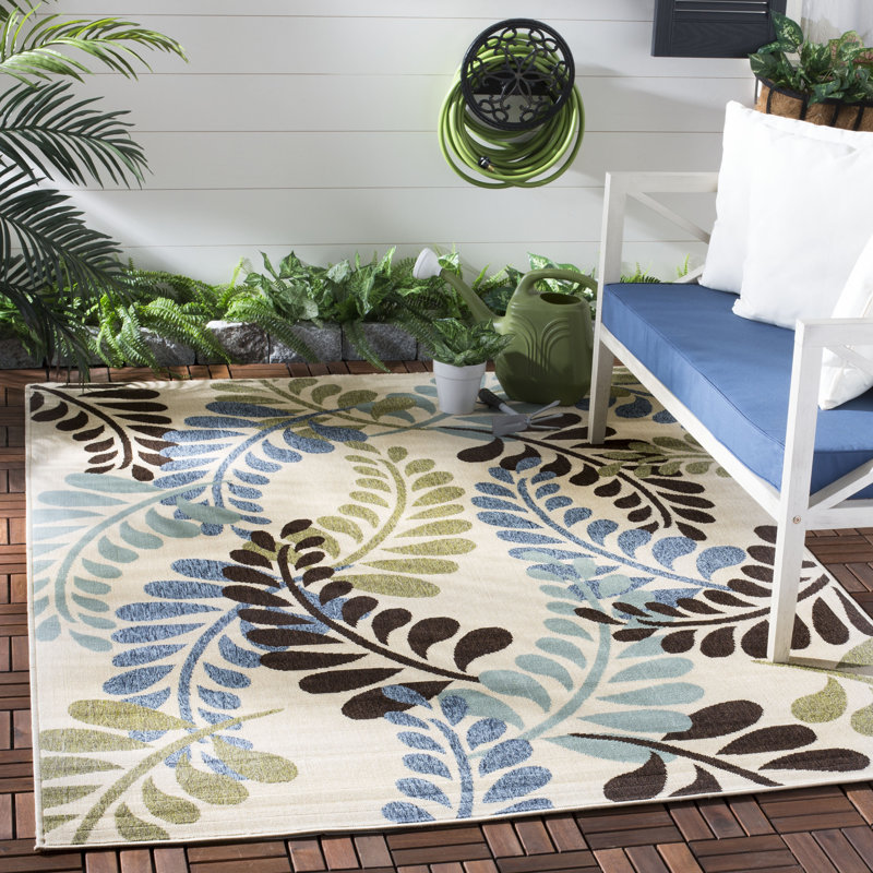 Devien Performance Floral Indoor/Outdoor Area Rug, Rectangle 5'3" x 7'7"