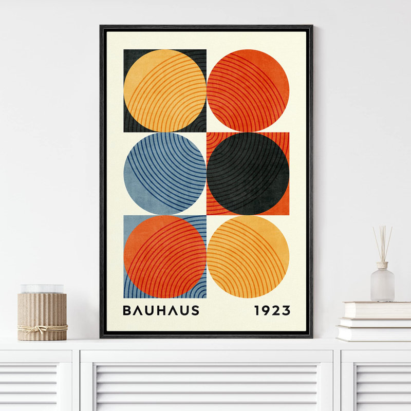 Œuvres abstraites, couleurs vives et classiques, collage «Colorful Geometric Circle Bauhaus» sur, Noir, H 24 po x l 16 po