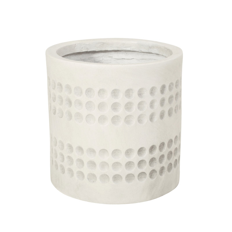 Planter - 9.88"X9.88"X9.88" Lightweight Concrete Antique White Garden Accessory 10"X10"X10" Construction Beauty