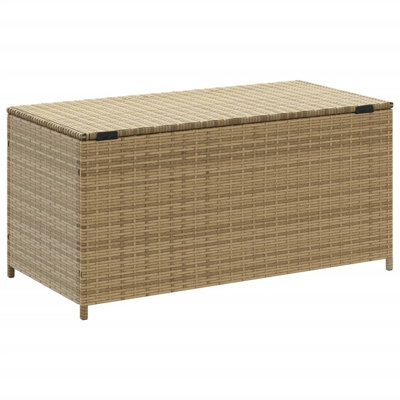 Water Resistant Poly Rattan Deck Box in Beige