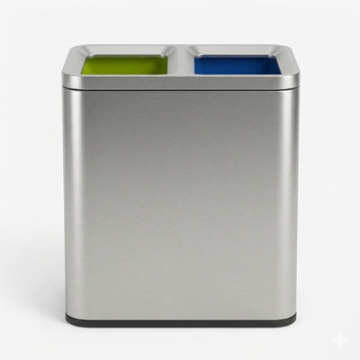SIMPLI-MAGIC 18.5 Gallon Open Top Dual Compartment Trash Can, Stainless Steel, for Restaurants, Coffee Shops, Gyms and Households