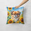 Coussin décoratif épagneul tibétain en tournesols-99812827