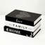 Faux livres de table basse, ensemble de 3 décorations en noir et blanc Home Family Love pour salons, bureaux, hôtels et mariages