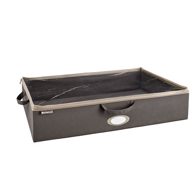 Underbed Fabric Storage Bag with Clear Lid Label Window and Handle