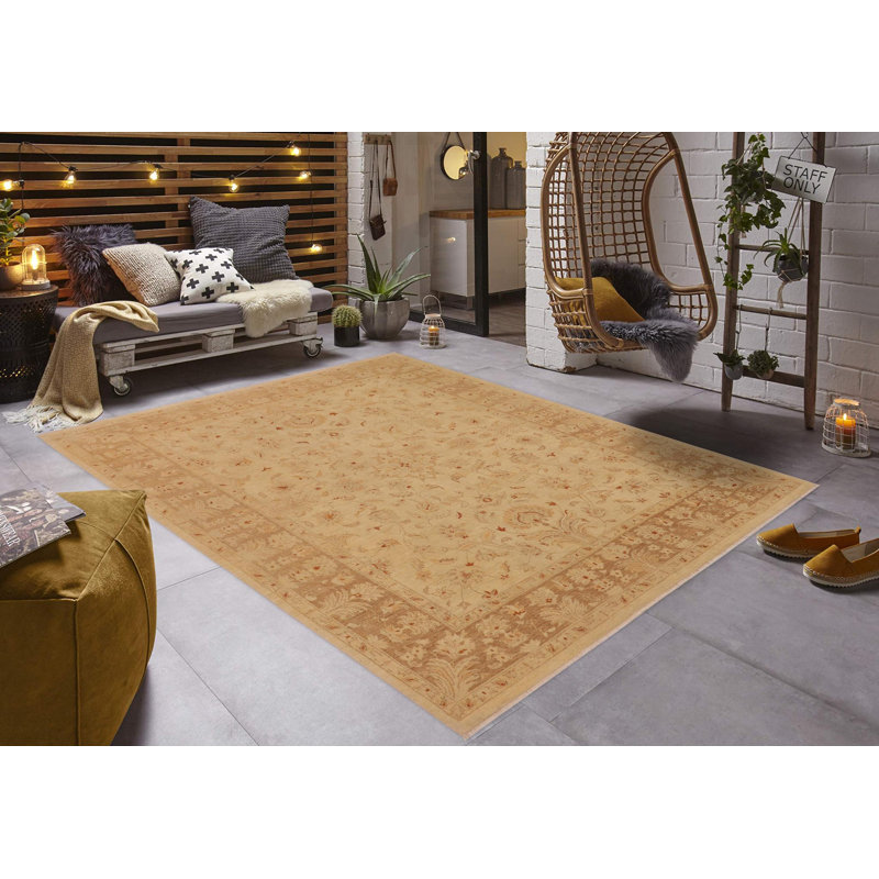 Tapis oriental en laine ivoire Aarav