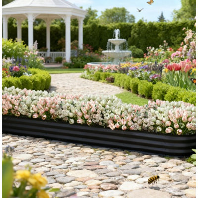 Metal Planter Box with Safety Edging,Galvanized Raised Garden Bed Kit