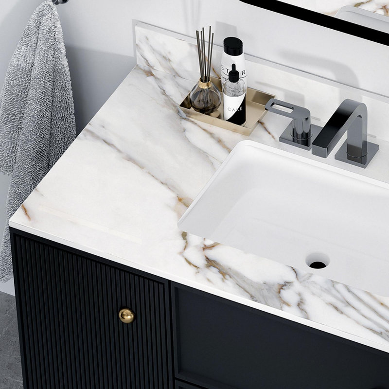 Dessus de meuble-lavabo en marbre 43 pouces, Centres de 4 po