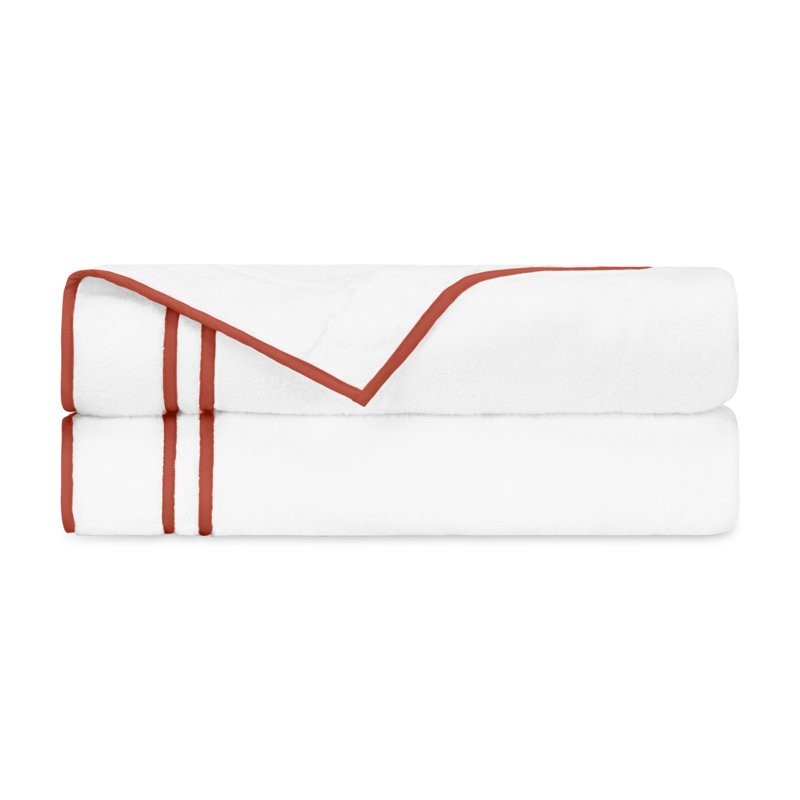 Ribbons 2-pc Bath Towel Set, White/Lobster