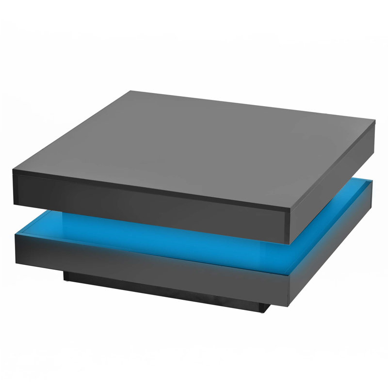 High Gloss Minimalist Design With LED Lights, Black