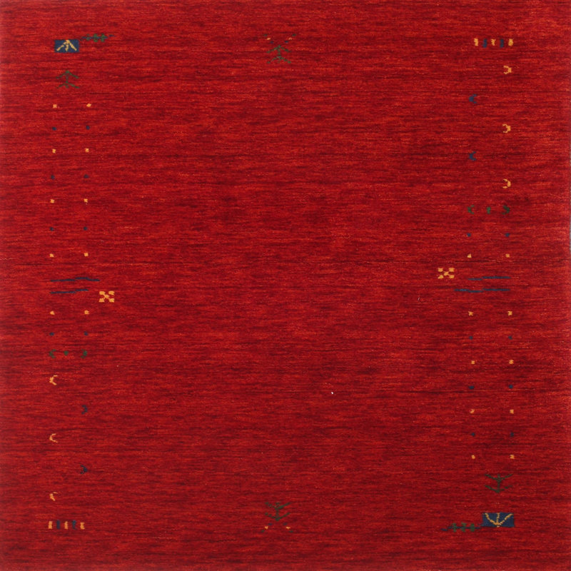 Tapis de zone rouge contemporaine, Carré 8 pi
