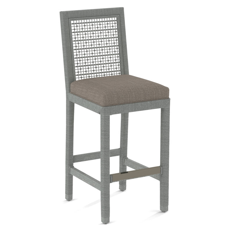 Pine Isle Bar Stool, Stone Crypton Performance, Nickel