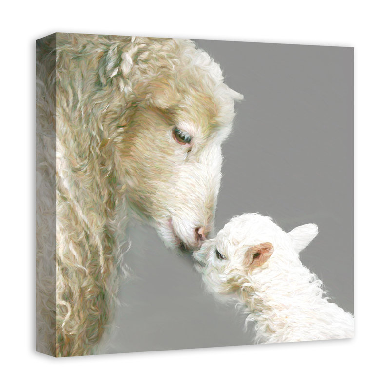 " Mom And Child Sheep " Painting Print, 16" H x 16" W x 1.25" D