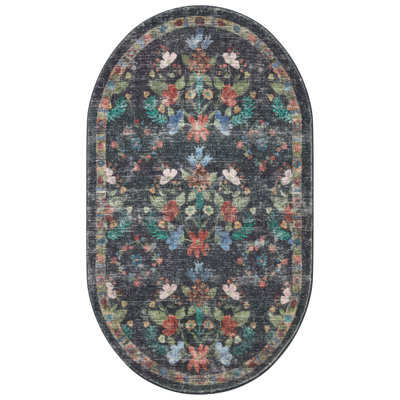 Rifle Paper Co. x Loloi Courtyard Charcoal Area Rug feat. CloudPile