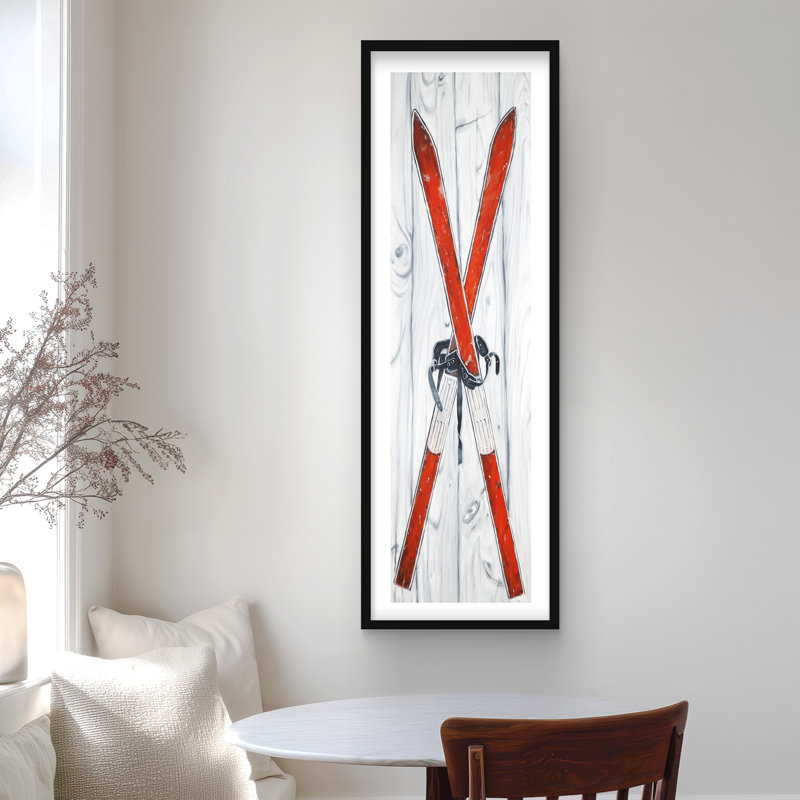 Vintage rétro ski - saisons encadrées décor blanc mat