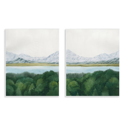  View Over Mountain Trees Wall Plaque Art Set by Grace Popp