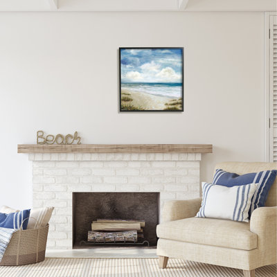 Bb-356-encadré de doux nuages sur la plage, encadré sur bois par Carson Lyons, peinture