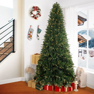 Sapin de Noël artificiel traditionnel avec base en métal Prelit