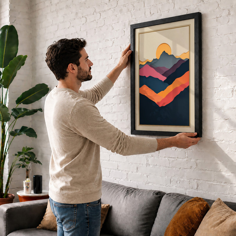 Mountains at Sunrise Modern - Framed Print, Unframed, A1 - 84.1 x 59.4 cm