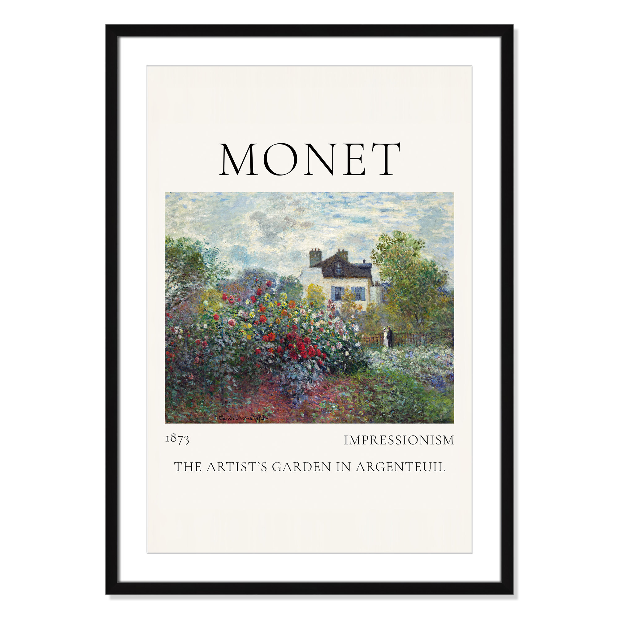 Artists Garden in Argenteuil Print by Claude Monet, Black Single Picture Frame, Yes, 35.5" H x 25.5" W x 1.25" D