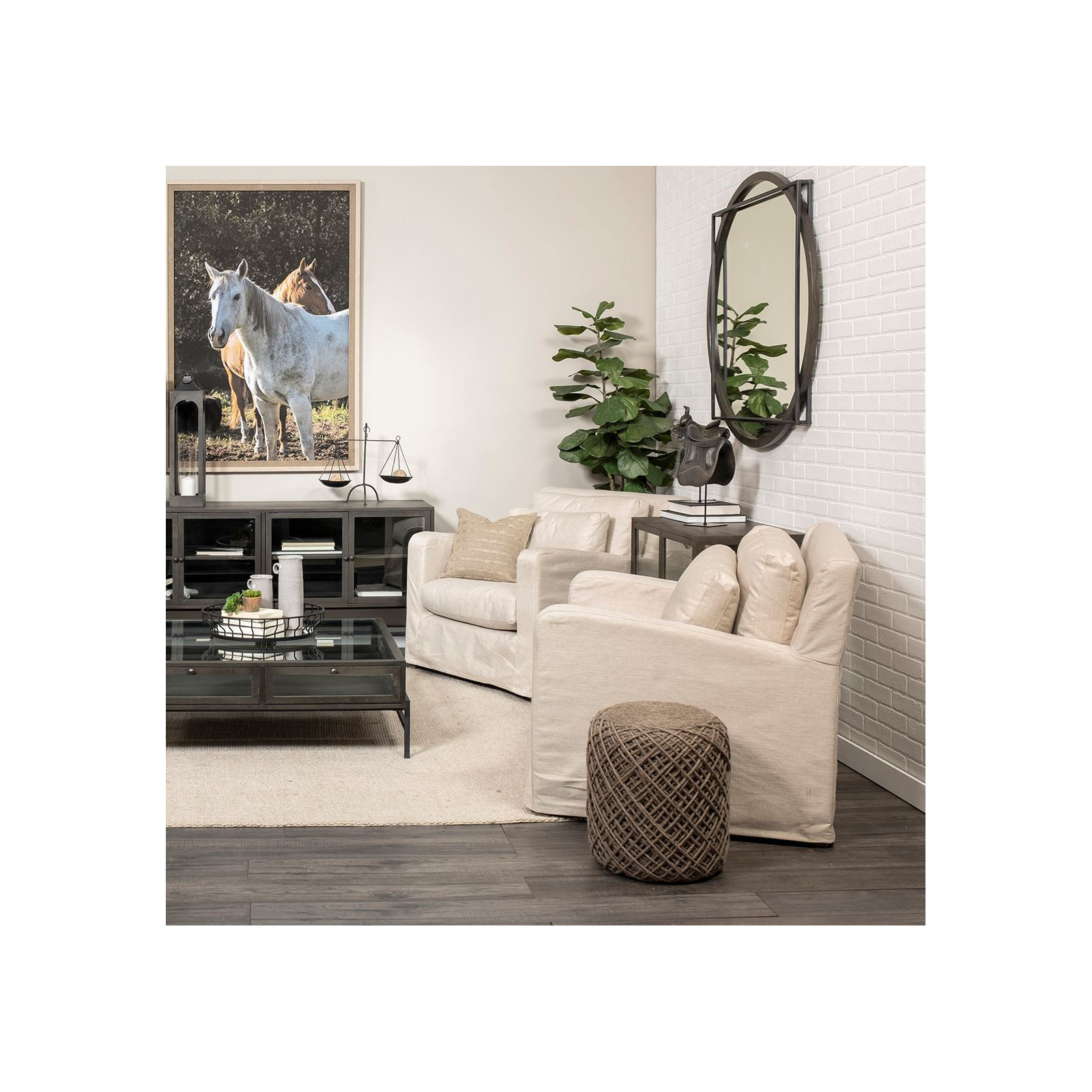 Rudolph Upholstered Pouf, Brown