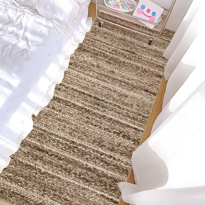 Machine Washable Runner Rugs 2x6 Modern Farmhouse Runners Non-Slip Gradient Runner Rug Soft Printed Braid Indoor Floor Carpet Rug for Hallway Kitchen Bedside Laundry, Brown