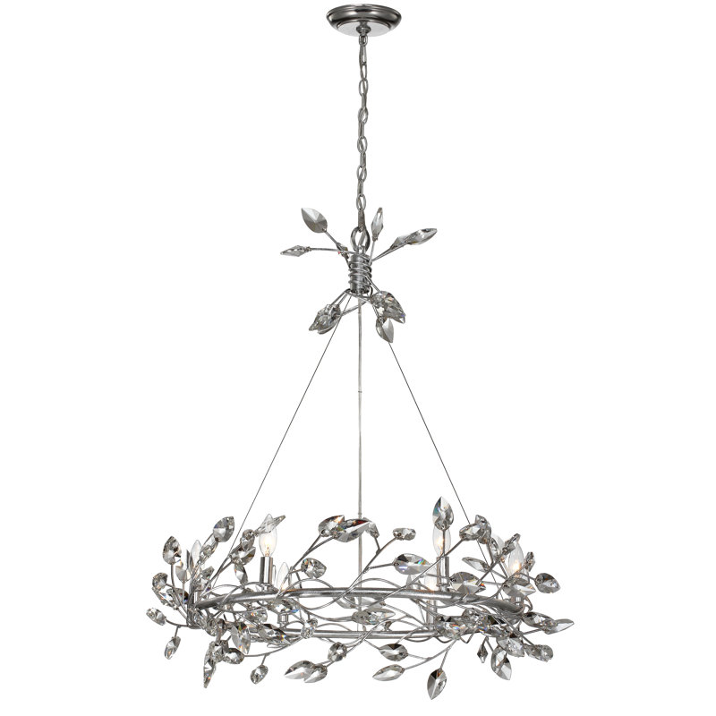 Misthaven 6 - Light Chandelier, Silver Leaf