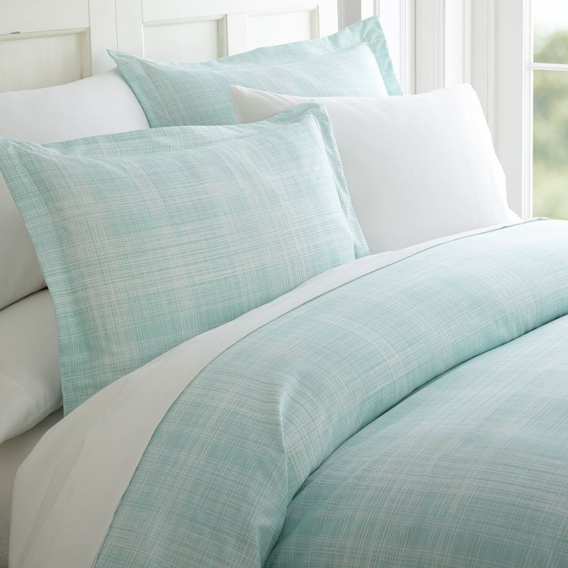 Simply Soft Thatch Pattern Duvet Cover Set, Full/Queen Duvet Cover + 2 Standard Shams, Aqua