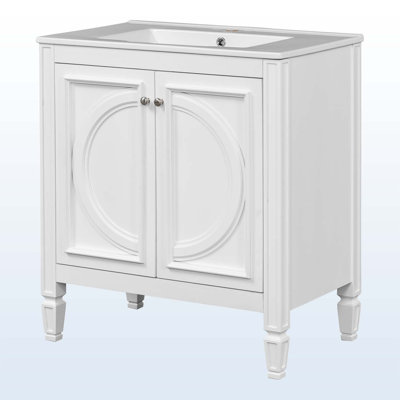 Meuble-lavabo de salle de bain avec lavabo, deux portes avec tablette