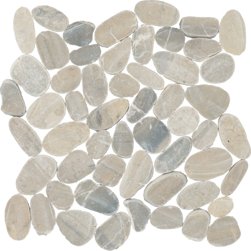 Daltile Pebble Oasis Natural Stone Flat Pebble Mosaic 12" x 12" (11 PC per Carton) (10.78 SQFT per Carton), Coal