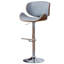 Tabouret de bar rotatif moderne, hauteur réglable en bois cintré avec siège et dossier courbés pour la cuisine ou le bar, gris
