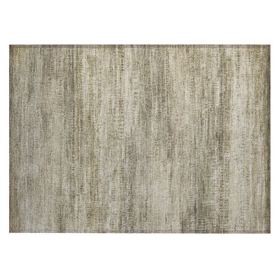 Machine Washable Indoor/Outdoor Xhevrie Taupe Rug