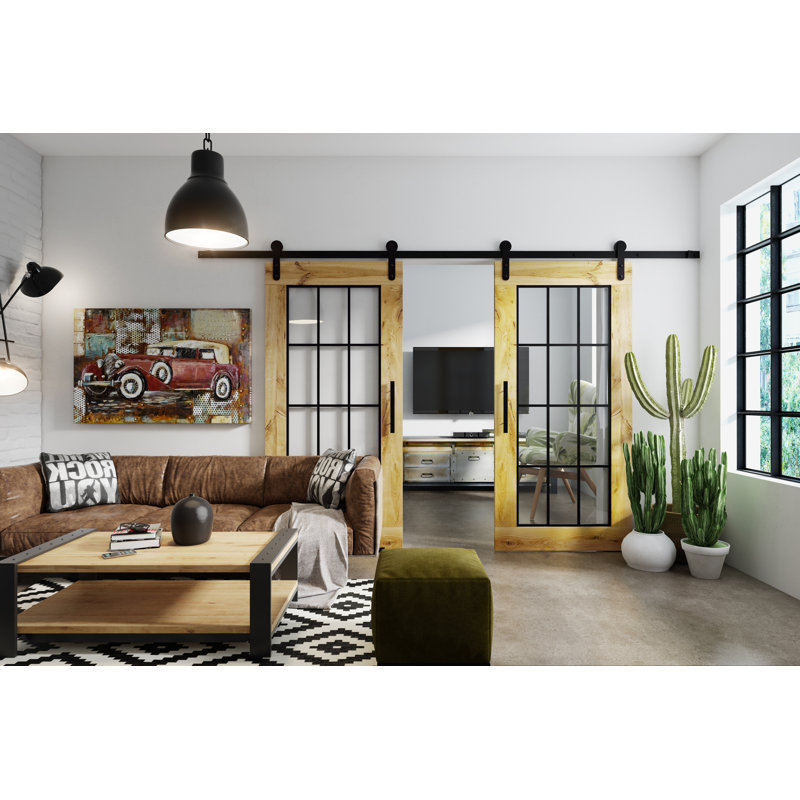 Jordon Solid Oak Sliding Barn Doors Prefinished, Natural Wood Oiled, 210cm H x 100cm W