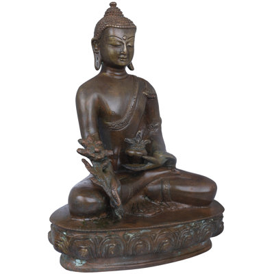 9"" Tibetan Buddhist Deity Medicine Buddha In Brass | Handmade | Made In India -  Bungalow Rose, 1EC784A8A2464CE5B1569DD5A17685A2