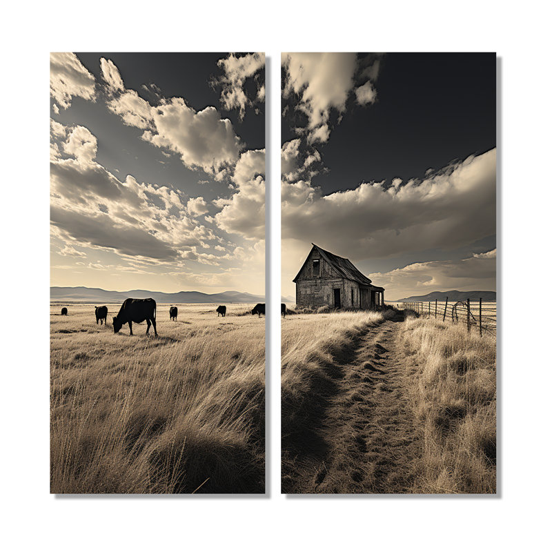 Bétail «Horizon silencieux III» - grand art mural, 20" H x 24" W, Wrapped Canvas, Does Not Apply