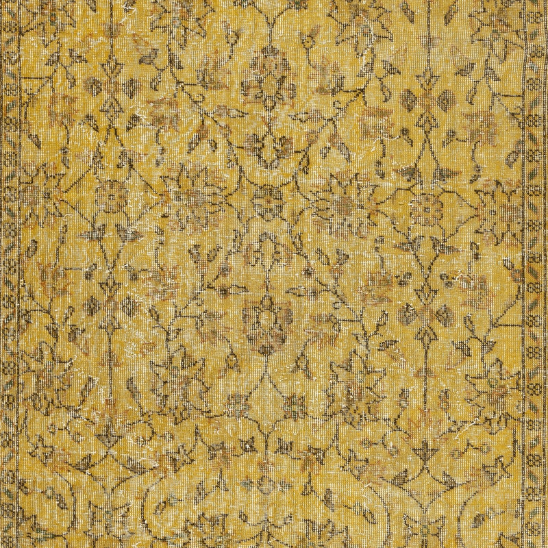 Tapis turc en laine fabriqué à la main 5,5 x 8,4 pi de couleur turque rétro pour un intérieur contemporain