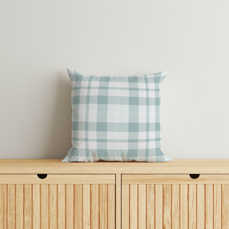 Gen Plaid Pillow, Slate/Blue, 18"H x 18"W