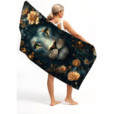 Très grande serviette de plage en microfibre lion très grande taille très fine, serviettes de plage de sable, voyage, piscine, yoga, camping pour adultes, femmes, hommes, accessoires de plage, accessoires de vacances, cadeau de vacances, 36 po x 72 po