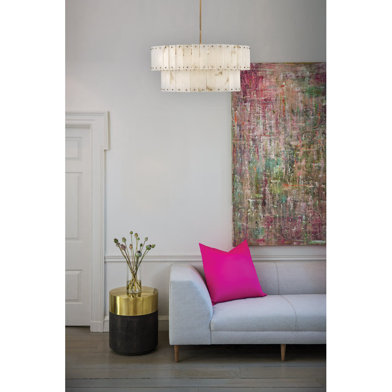 Simone 6 - Light Steel Dimmable Drum Chandelier